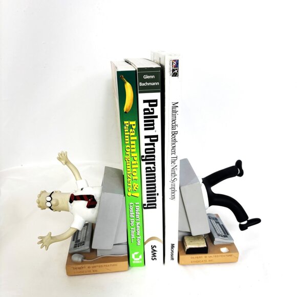 Rare Dilbert Computer Bookends 1990's FIGI Comic/Cartoon Spinning - Picture 12 of 15